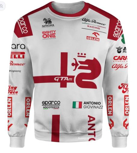 Antonio Giovinazzi F1 2022 Racing Uniform Clothes Sweatshirt Zip Hoodie Sweatpants