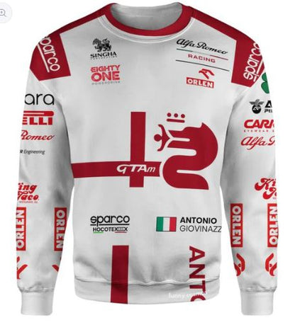 Antonio Giovinazzi F1 2022 Racing Uniform Clothes Sweatshirt Zip Hoodie Sweatpants