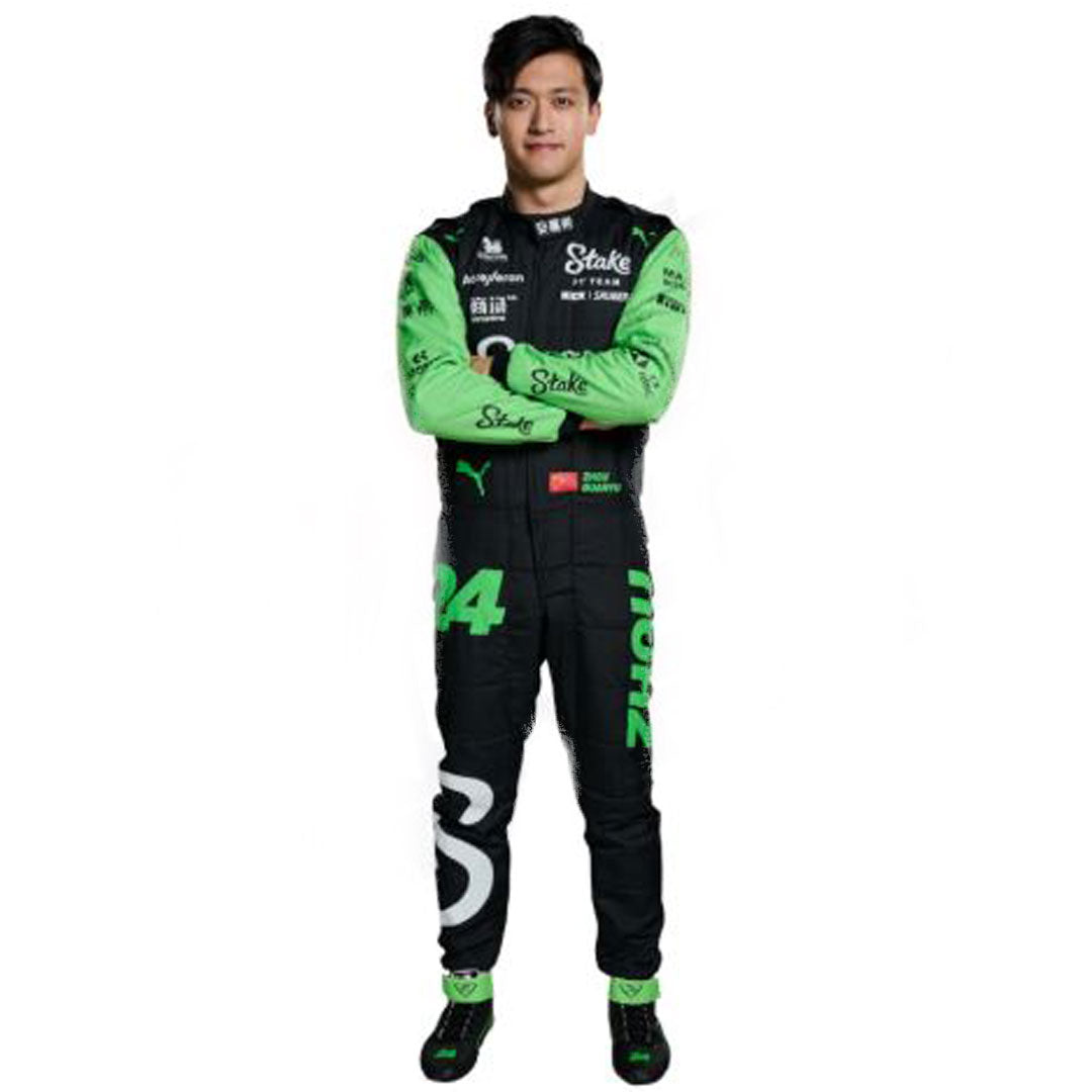 New Model 2024 Zhou Guanyu  Stake KICK SAUBER F1 Race Suit Go Kart Race Suit