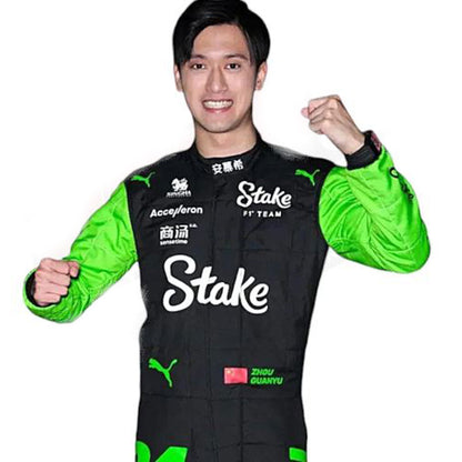 New Model 2024 Zhou Guanyu  Stake KICK SAUBER F1 Race Suit Go Kart Race Suit