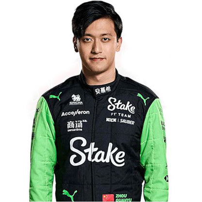 New Model 2024 Zhou Guanyu  Stake KICK SAUBER F1 Race Suit Go Kart Race Suit